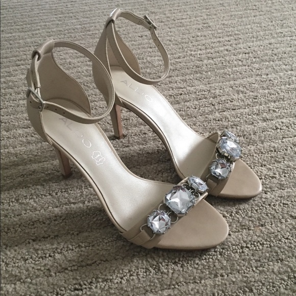 Aldo Shoes - Aldo Kurman Nude Rhinestone Heels